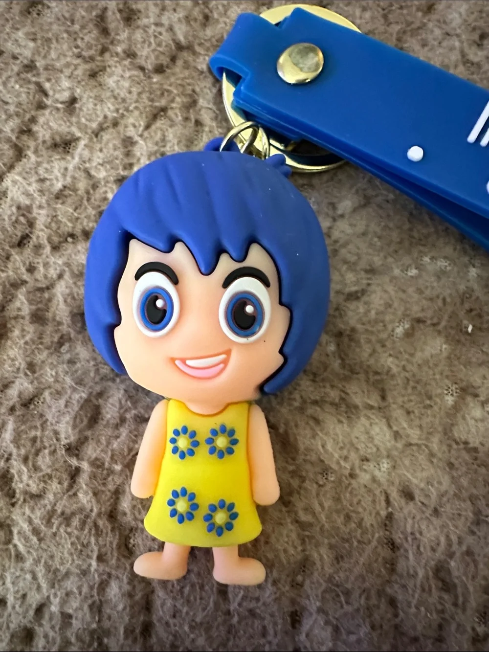 Inside Out Joy PVC Keychain with Blue Strap